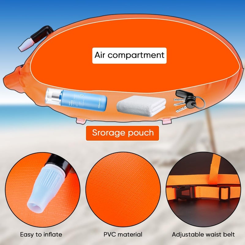 LeKaufen Swim Buoy for Open Water 2 Pack, 20L Swim Safety Float Waterproof Dry Bag for Swimmers Triathletes Kayakers Snorkelers, Swimming Pull Buoy for Safer Swim Training (Orange & Pink) - Image 5